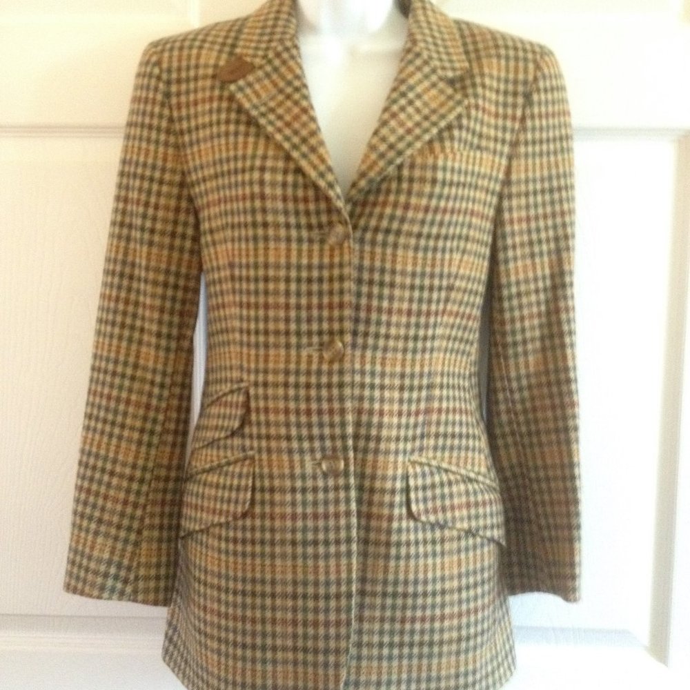 Authentic Burberry 100% Wool Clarissa Houndstooth Blazer Jacket US 4